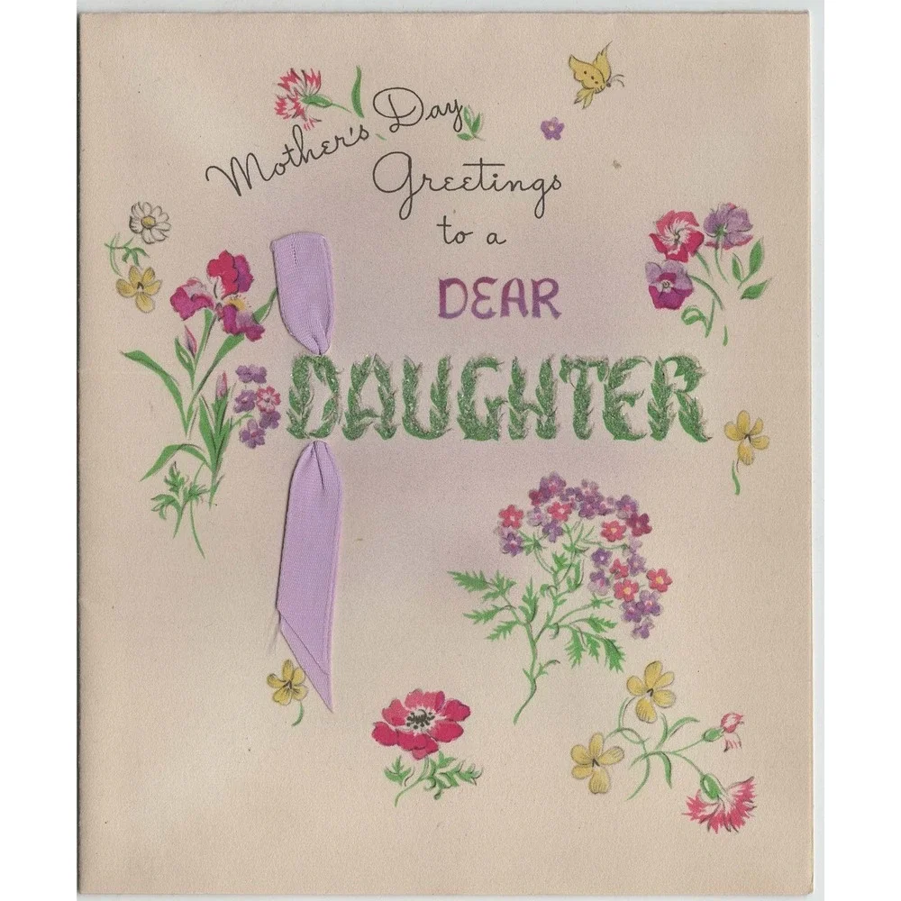 Vintage Volland Mothers Day Greeting Card to a Dear Daughter Floral 25 M 346
